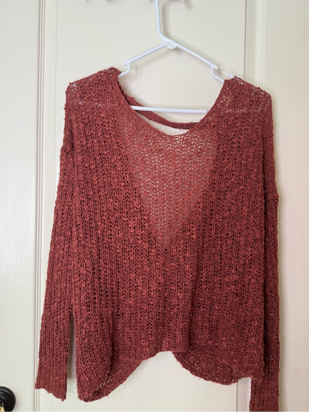 Altar'd State Open-Knit backless Sweater - Rust